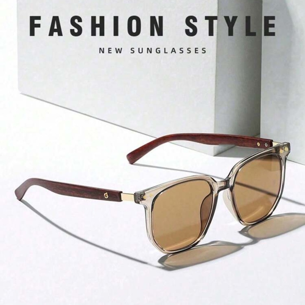 Men's Premium Retro Square Frame Fashion Glasses With Thick Faux Wood-Grain